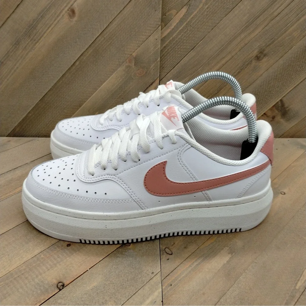 Nike Court Vision Alta Casual Platform Shoes‎ Womens Size 9 White Pink Sneakers